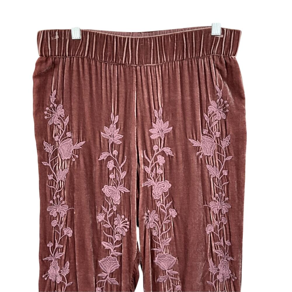 JW Los Angeles Johnny Was Renee Velvet Palazzo Pants Womens S Mauve Side Slits - Picture 2 of 11